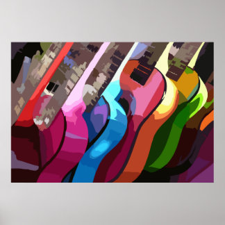 Colourful Music Guitars Poster