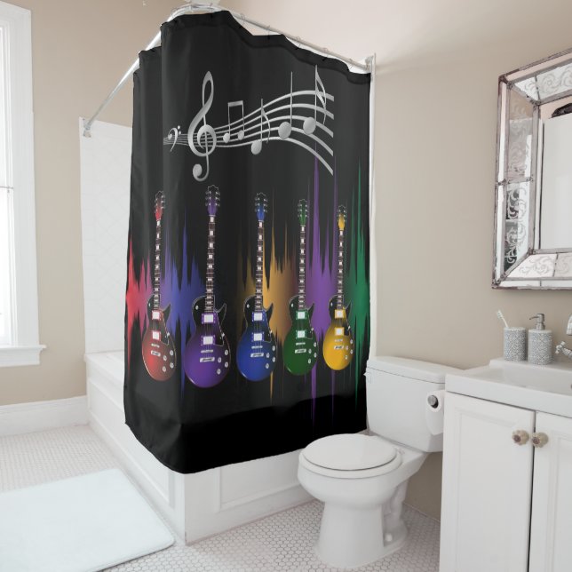Colourful Music Guitars Shower Curtain (In Situ)