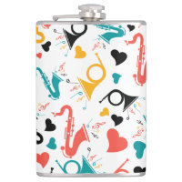 Colourful Music Instruments Note & Hearts Pattern