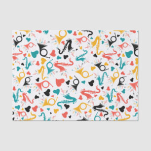 Colourful Music Instruments Note & Hearts Pattern Tissue Paper
