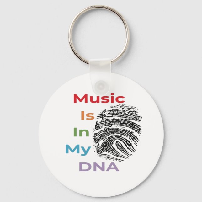 Colourful Music Is In My DNA Musician Music Notes Key Ring (Front)