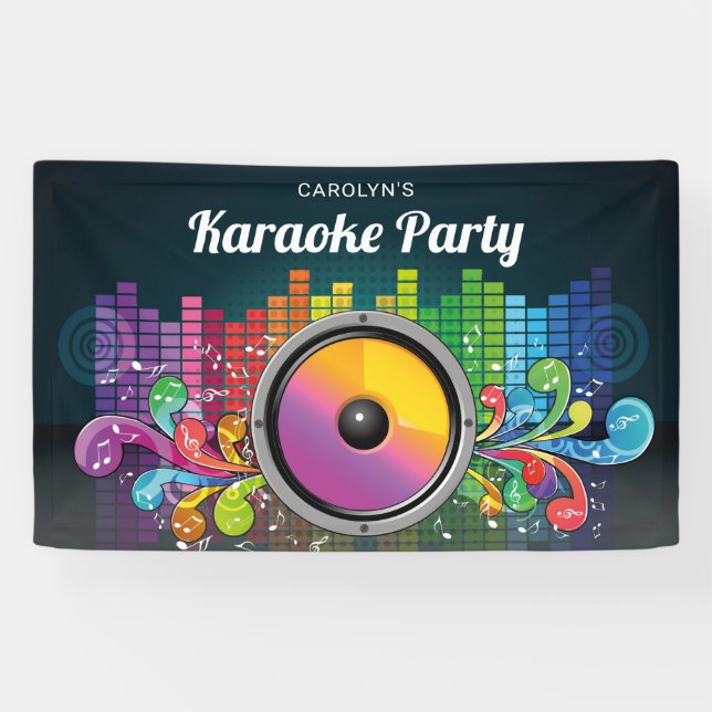 Colourful Music Karaoke Birthday Party Banner (Horizontal)