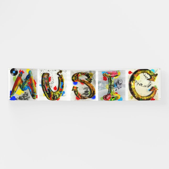 Colourful Music Letters and Music Notes Banner (Horizontal)