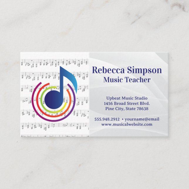 Colourful Music Note Business Card (Front)