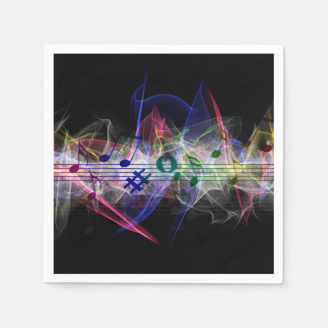 Colourful Music Note Musically Napkin (Front)
