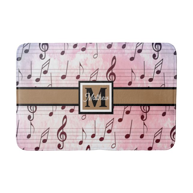 Colourful Music note Musician Monogram  Bath Mat (Front)