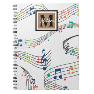 Colourful Music note Musician Monogram     Notebook