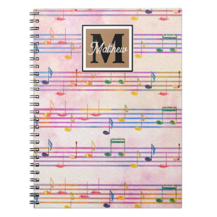 Colourful Music note Musician Monogram  Notebook