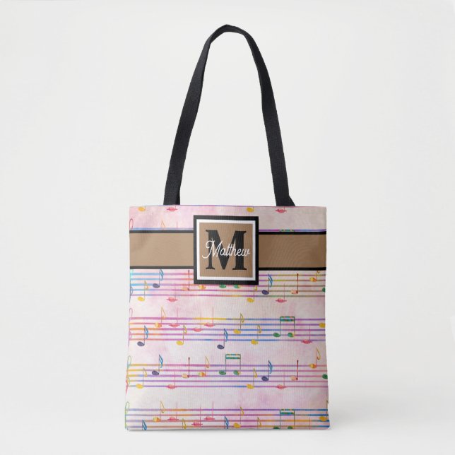 Colourful Music note Musician Monogram    Tote Bag (Front)