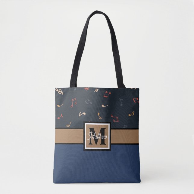 Colourful Music note Musician Monogram  Tote Bag (Front)