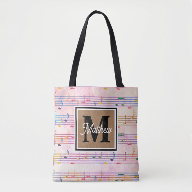 Colourful Music note Musician Monogram   Tote Bag (Front)