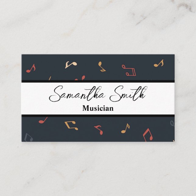 Colourful Music note Musician Music Teacher Business Card (Front)