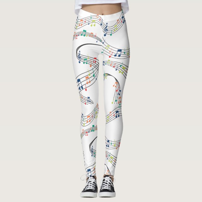 Colourful music note Pattern musician musical Leggings (Front)