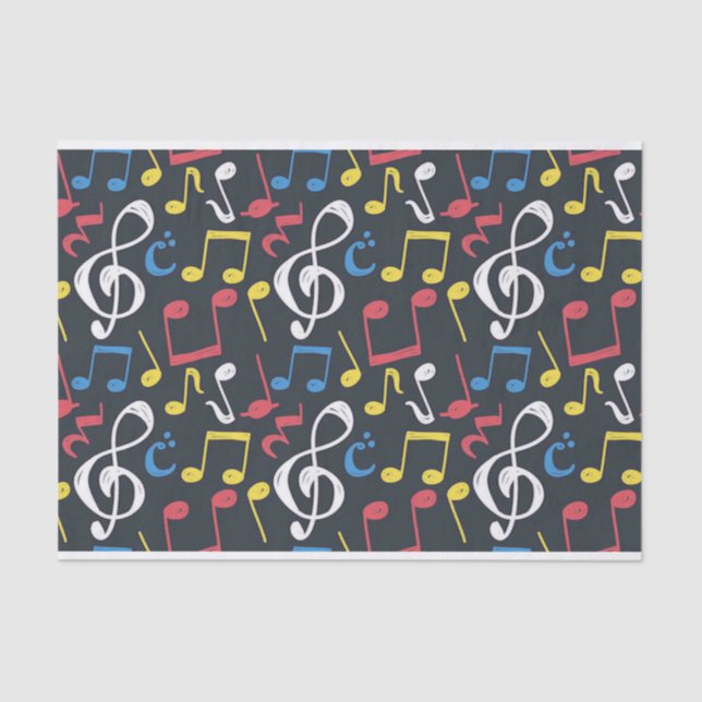 Colourful music note Pattern musician musical Tissue Paper (Front)