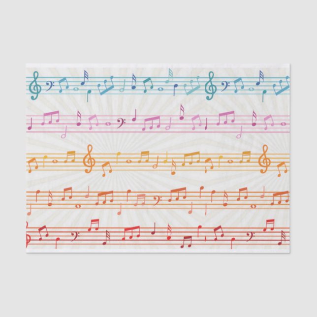 Colourful music note Pattern musician  Tissue Paper (Front)