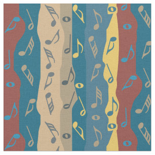 Colourful Music Note Stripes Fabric
