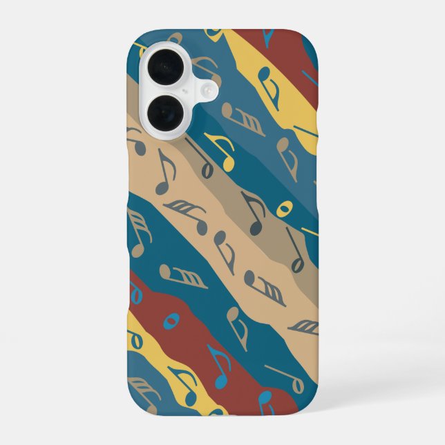 Colourful Music Note Stripes  iPhone 16 Case (Back)