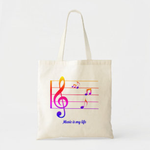 Colourful music note Tote Bag