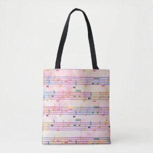 colourful music note treble clef musician musical tote bag