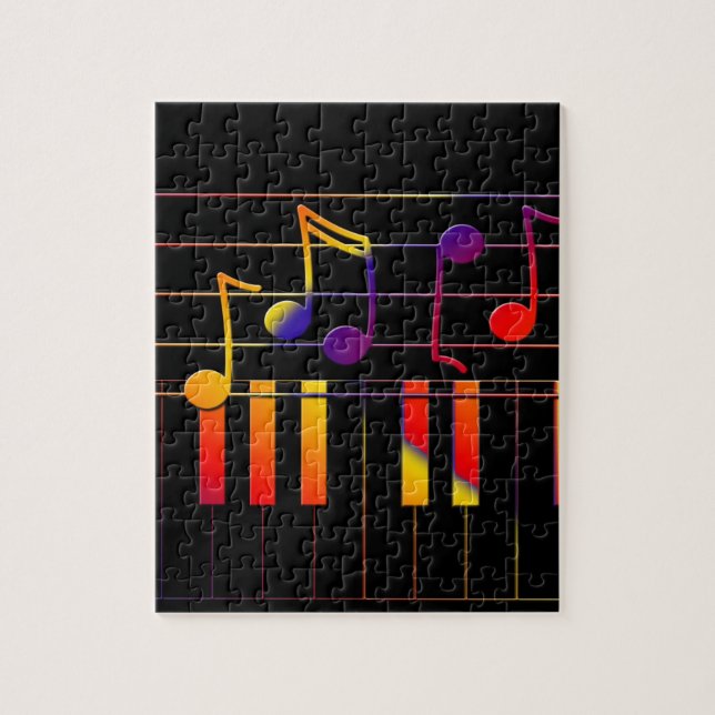 Colourful Music Notes and Keys Jigsaw Puzzle (Vertical)