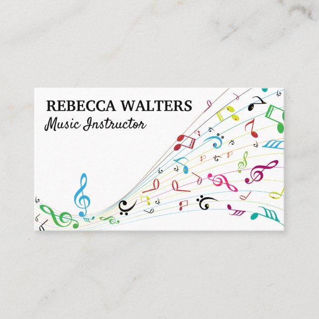 Colourful Music Notes Business Card (Front)
