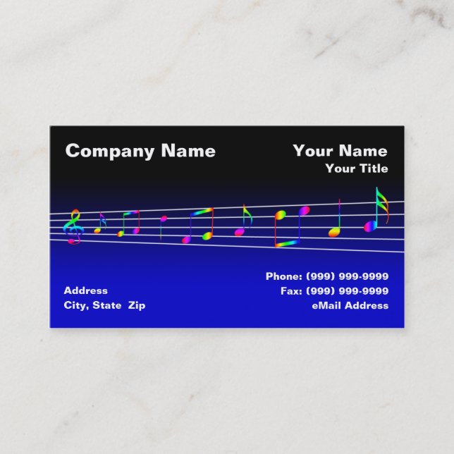 Colourful Music Notes Business Card (Front)