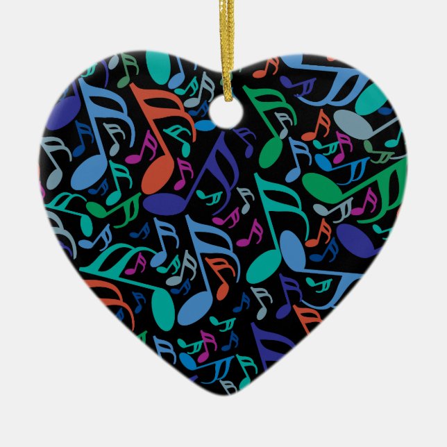 Colourful Music Notes Ceramic Ornament (Front)