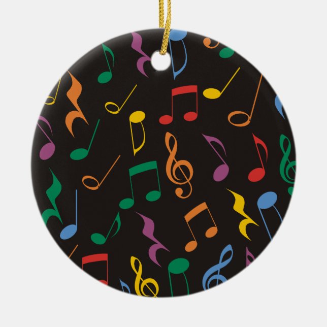 Colourful Music Notes Ceramic Tree Decoration (Front)