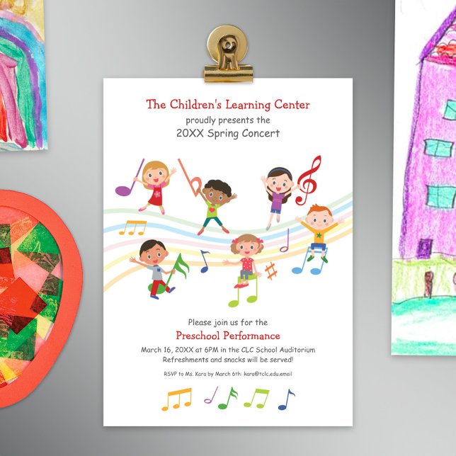 Colourful Music Notes Children School Music Concer Invitation (Creator Uploaded)