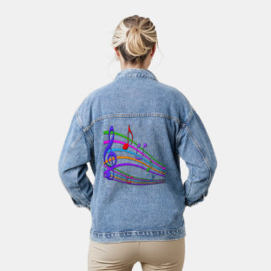 Colourful Music Notes Denim Jacket