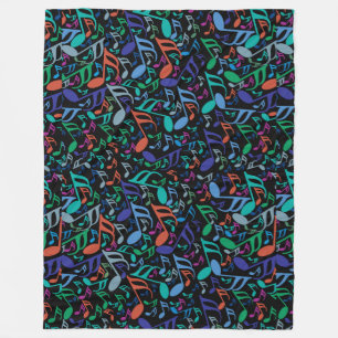 Colourful Music Notes Fleece Blanket