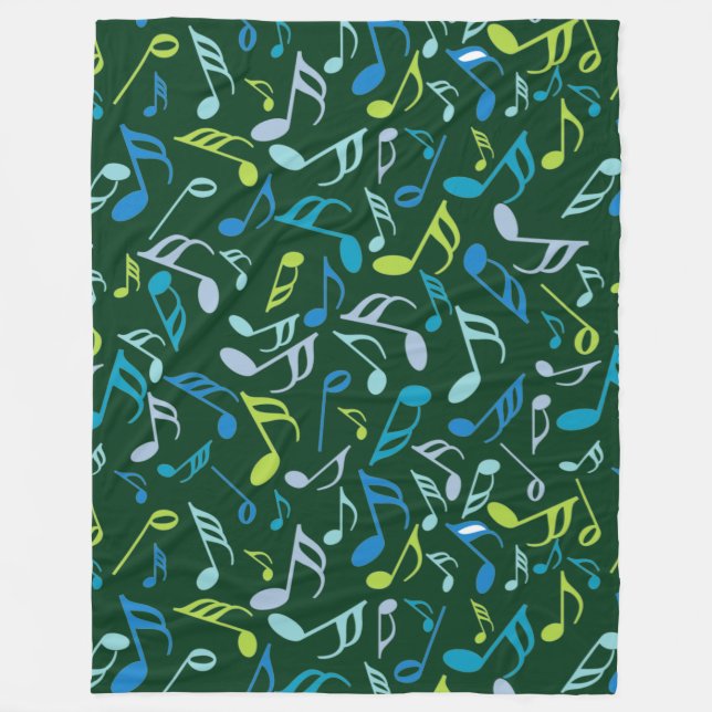 Colourful Music Notes Fleece Blanket (Front)