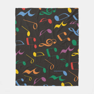 Colourful Music Notes Fleece Blanket