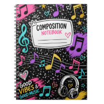 Colourful Music Notes & Good Vibes Composition Not