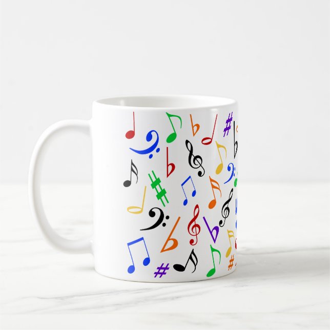 Colourful Music Notes Mug (Left)