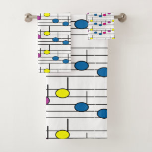 Colourful Music Notes Musical Pattern Bath Towel Set