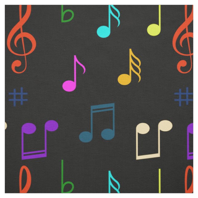 Colourful Music Notes Musician Musical Note Art Fabric (Swatch)