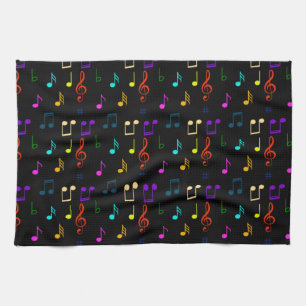 Colourful Music Notes Musician Musical Note Art Tea Towel