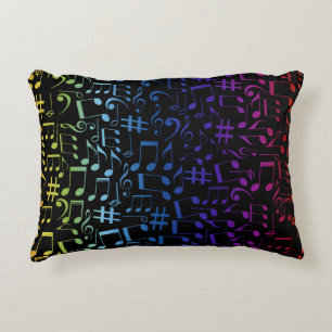 Colourful Music Notes Musicians Music Lovers Decorative Cushion