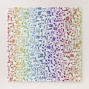 Colourful Music Notes Musicians Music Lovers Jigsaw Puzzle