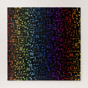 Colourful Music Notes Musicians Music Lovers Jigsaw Puzzle