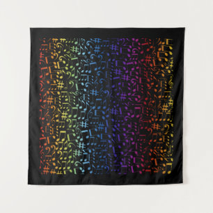 Colourful Music Notes Musicians Music Lovers Tapestry
