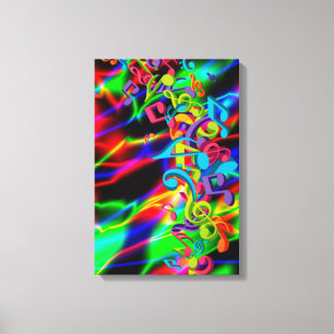 colourful music notes neon bright background canvas print
