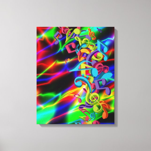 colourful music notes neon bright background colou canvas print (Front)