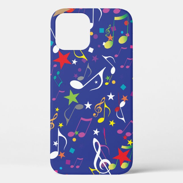 Colourful Music Notes on Blue Case-Mate iPhone Case (Back)