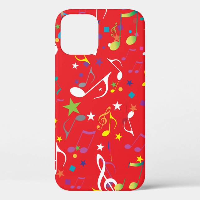 Colourful Music Notes on RED Case-Mate iPhone Case (Back)
