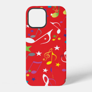 Colourful Music Notes on RED iPhone 12 Case