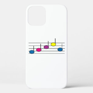 Colourful Music Notes on Staff Pattern iPhone 12 Case