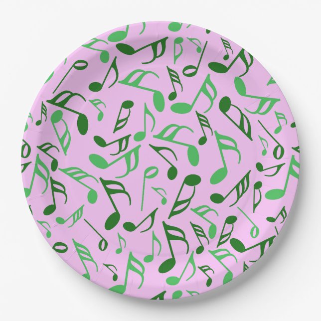 Colourful Music Notes  Paper Plate (Front)