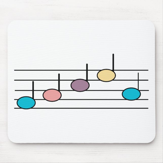 Colourful Music Notes Pastel Pattern Mouse Mat (Front)